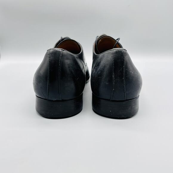Santoni Shoes Mens 9.5 Black Leather Oxford Lace Up Dress Apron Toe Slip On main image 7